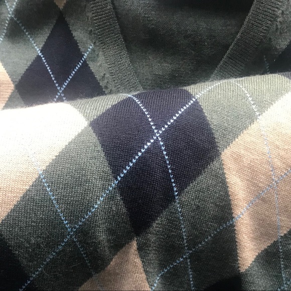Brooks Brothers argyle, merino wool v-neck sweater - Picture 5 of 5